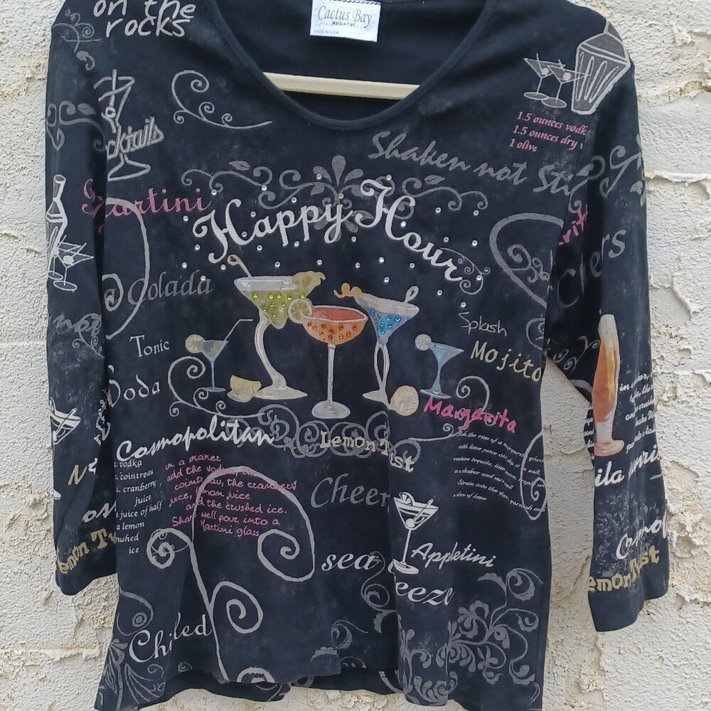 Cactus Black Graphic Long Sleeve Tee